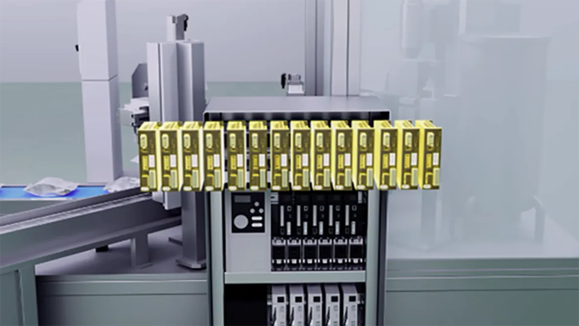 工业电控柜布线系统(黄色电缆排列)