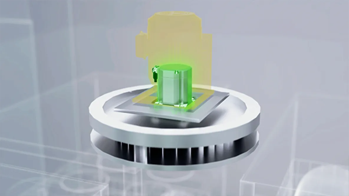 圆形平台上的工业电动机(绿色，带光效)